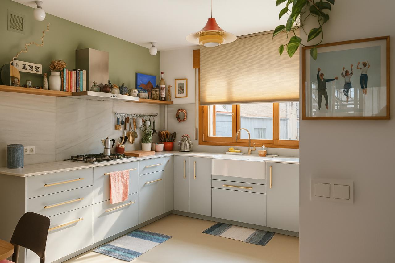 Espacio de salón moderno con detalles personalizados, diseñado por Estudio Recrea en Madrid para reflejar el estilo y necesidades del cliente.